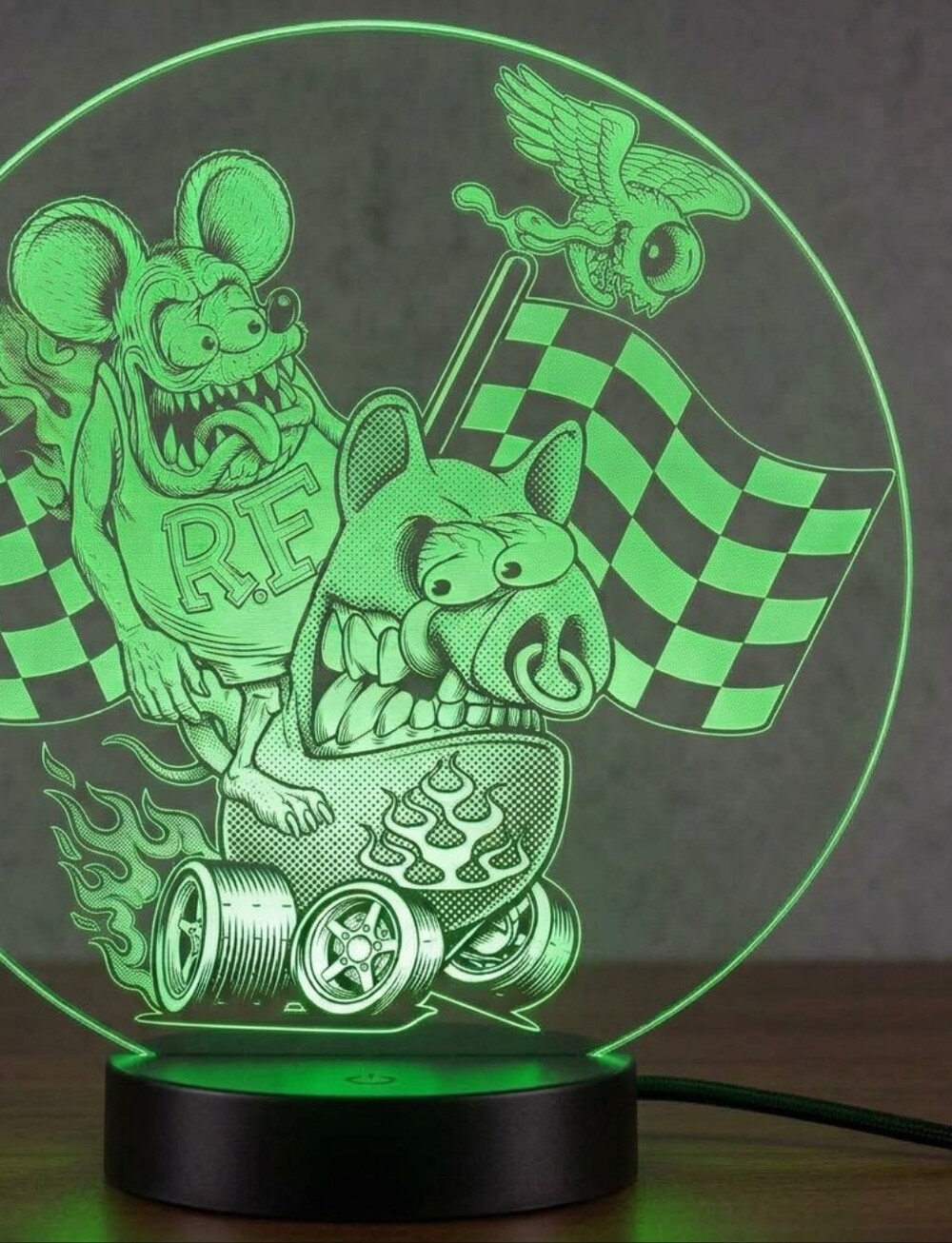 Rat Fink Neon Green Racing Monster LED Accent Lamp - Unbranded